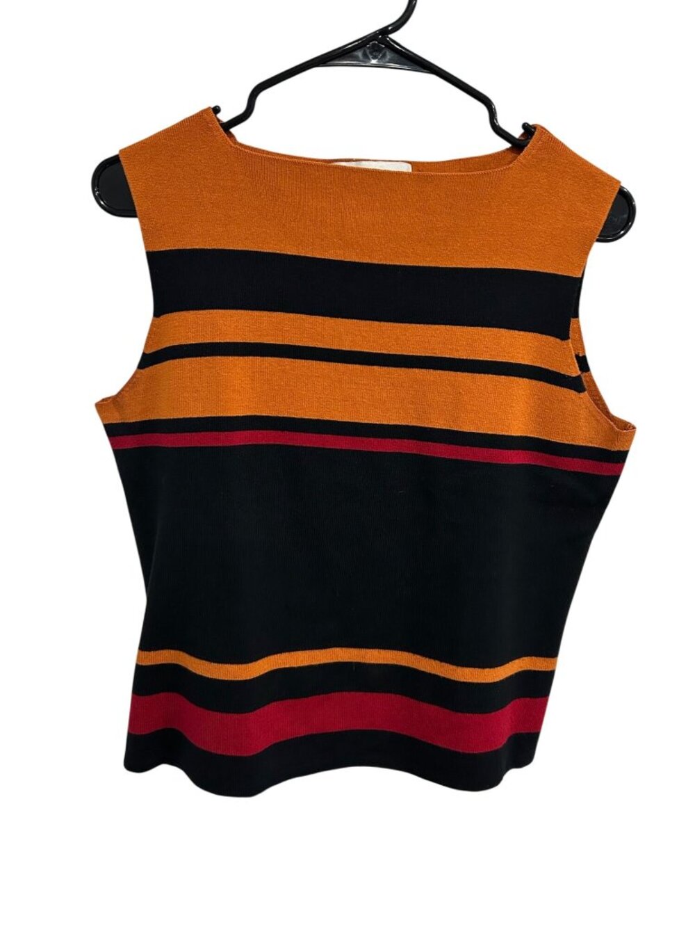Grace Knitwear Striped Silk Blend Tank Top Size XL Orange Preppy Minimalist